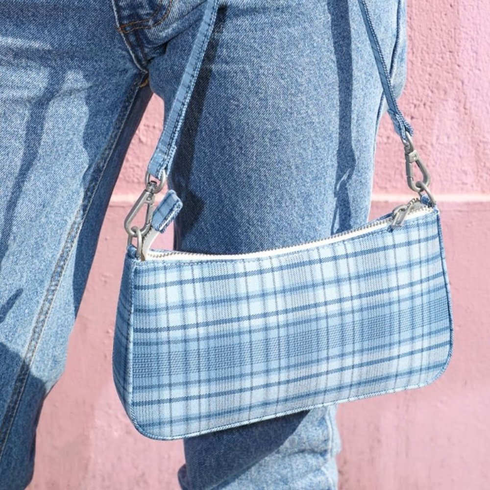 Brandy Melville blue plaid shoulder bag